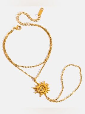 18K Gold Plated Sun Pendant Hand Chain